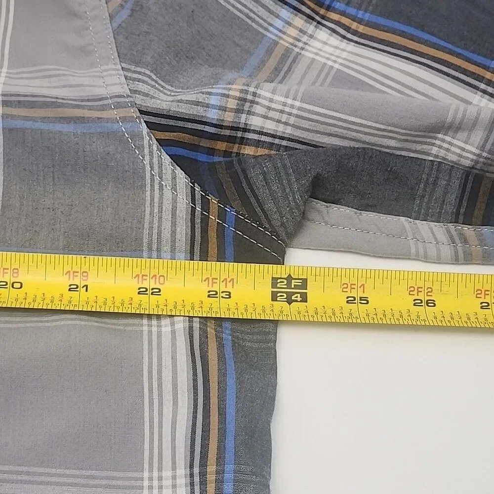 Levi's Shirt Western Cotton Pearl Snap Blue Gray Plaid Men Sz XL Standard Fit